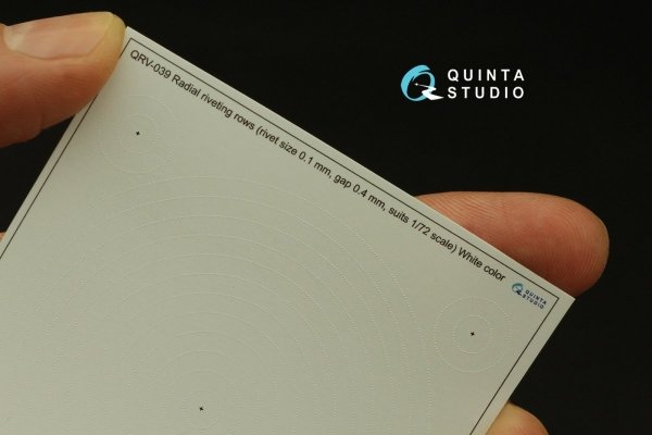 Quinta Studio QRV-041 Radial riveting rows (rivet size 0.2 mm, gap 0.8 mm, suits 1/35-32), White color 1/32 - 1/35
