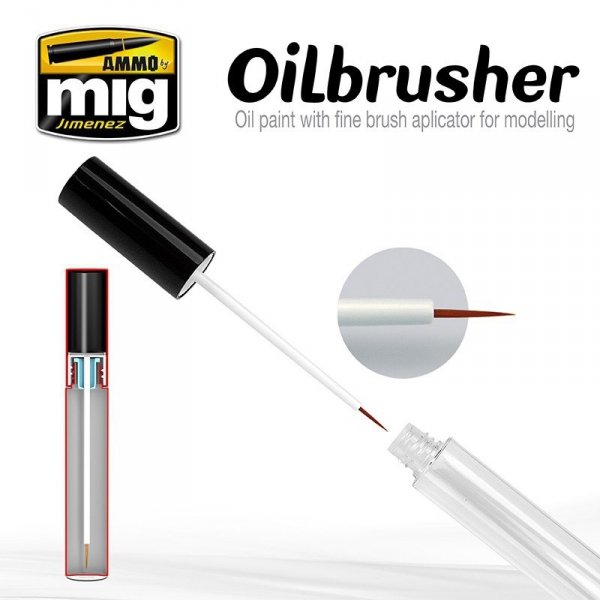 AMMO of Mig Jimenez 3512 Oilbrusher DARK BROWN - farba olejna z pędzelkiem