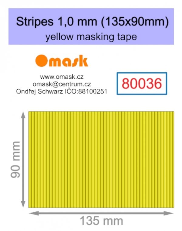Omask 80036 Stripes 1,0 mm (135x90mm) yellow masking tape