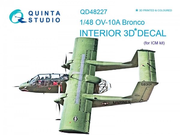 Quinta Studio QD48227 OV-10A Bronco 3D-Printed &amp; coloured Interior on decal paper (for ICM kit) 1/48