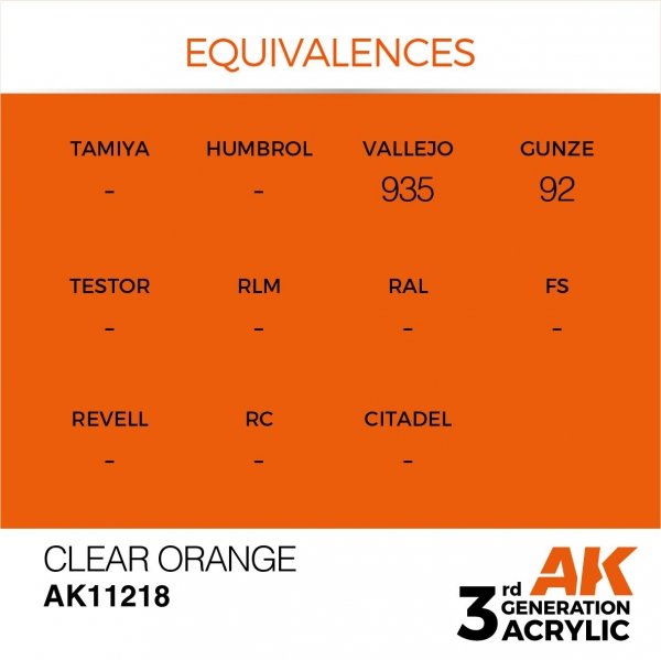 AK Interactive AK11218 CLEAR ORANGE – STANDARD 17ml