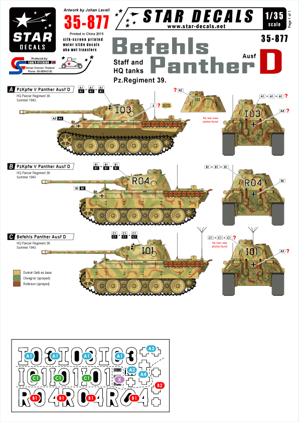 Star Decals 35-877 Befehls-Panther Ausd D 1/35