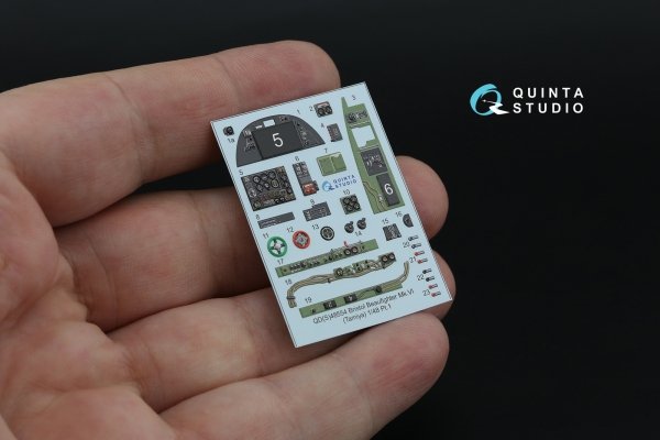 Quinta Studio QD+48554 Bristol Beaufighter Mk.VI 3D-Printed &amp; coloured Interior on decal paper (Tamiya) (with 3D-printed resin parts) 1/48