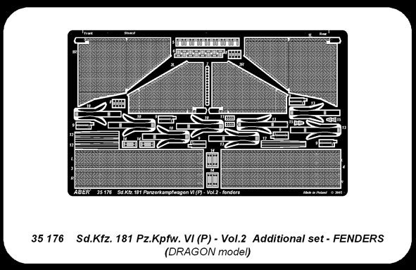 Aber 35176 Sdkfz.181 Pzkpfw.VI (P) vol.2 - Additional set Fenders (1:35)