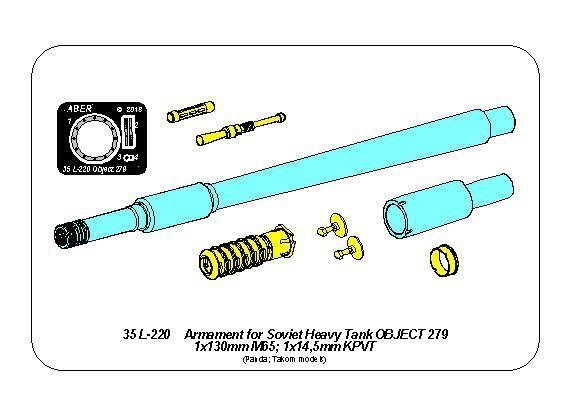 Aber 35L-220 Armament for Soviet Heavy Tank OBJECT 279 1x130mm, 2x14,5mm (1:35)