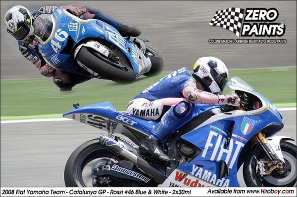 Zero Paints ZP-1199 2008 Fiat Yamaha Team Catalunya GP - Rossi #46 Blue &amp; White - 2x30ml