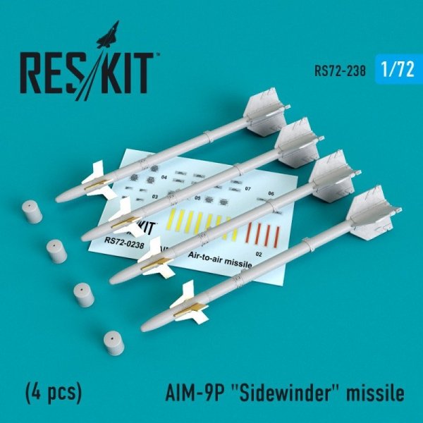 RESKIT RS72-0238 AIM-9P &quot;Sidewinder&quot; missile (4 PCS) 1/72