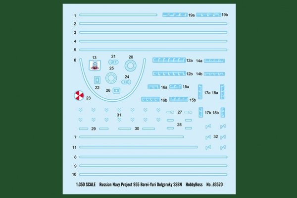 Hobby Boss 83520 Russian Navy Project 955 Borei-Yuri Dolgoruky SSBN (1:350)