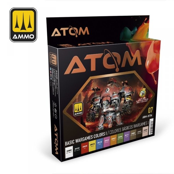 AMMO of Mig Jimenez ATOM 20706 Basic Wargames Colors I Set 12 x 20 ml 