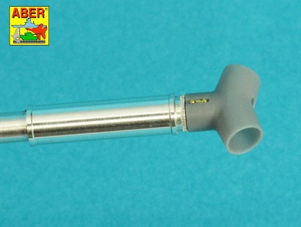 Aber 35L-359 90 mm M-36 Barrel with Y-Shaped Muzzle Brake with Mantlet Cover for M47 Patton / Lufa z hamulcem o kształcie Y do czołgu M47 Patton z pokrowcem na jarzmo (Tamiya) 1/35