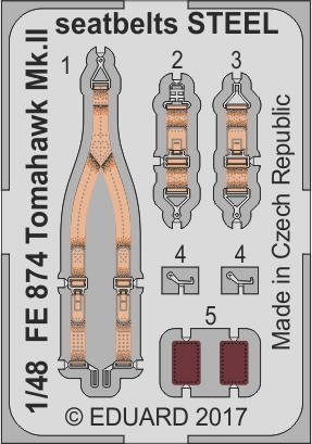 Eduard FE874 Tomahawk Mk. II seatbelts STEEL AIRFIX 1/48