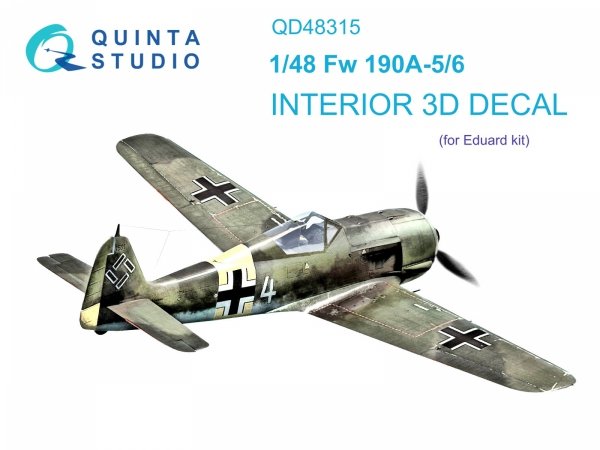 Quinta Studio QD48315 Fw 190A-5/6 3D-Printed &amp; coloured Interior on decal paper (Eduard) 1/48