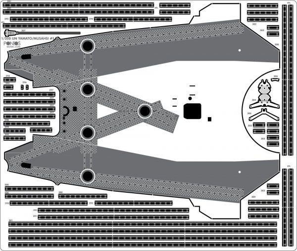 Pontos 37025FN IJN Musashi 1944 Detail up set Advanced Hinoki Tone Deck (1:350)