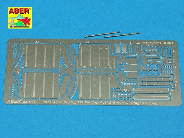 Aber 35A110 Front fenders for german medium tank Panther Ausf.A/D (1:35)