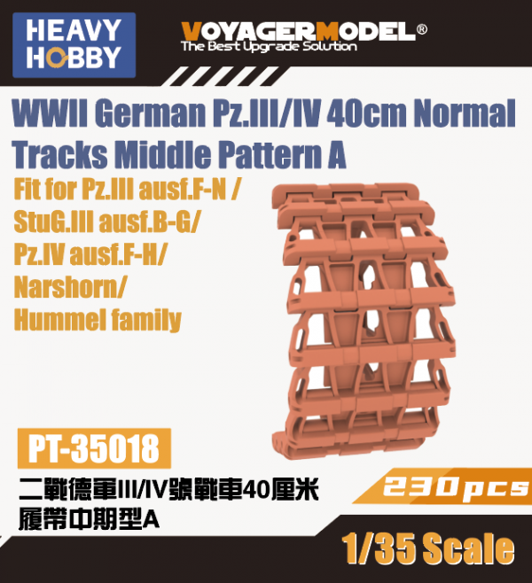 Heavy Hobby PT35018 WWII German Pz.III/IV 40cm Normal Tracks Middle Pattern A 1/35