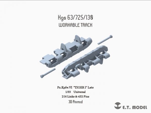 E.T. Model P35-003 WWII German TIGER I Late Workable Track (3D Printed) 1/35