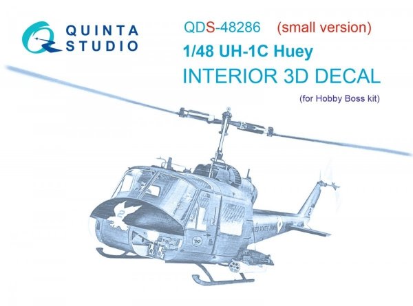 Quinta Studio QDS48286 UH-1C 3D-Printed &amp; coloured Interior on decal paper (HobbyBoss)(Small version) 1/48