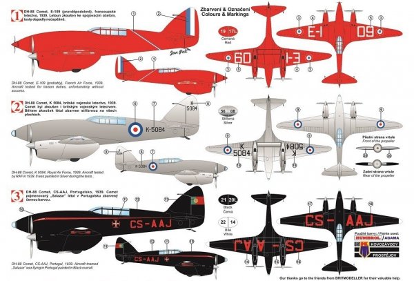 Kozavody Prostejov KPM0101 DH-88 Comet in RAF and Foreign Service (1:72)