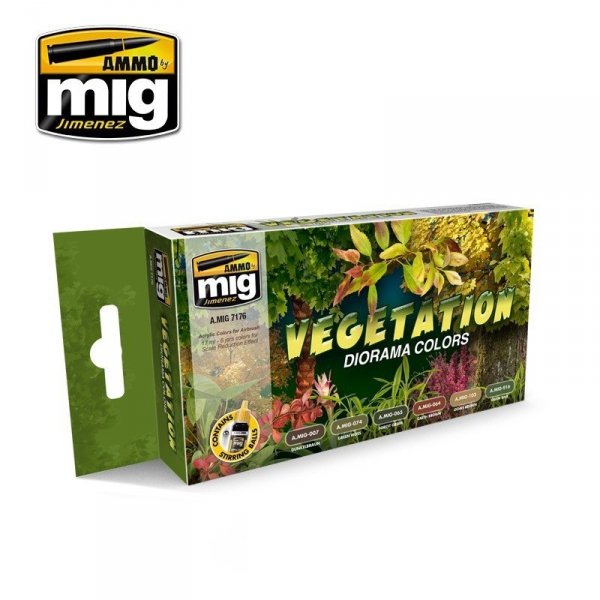 AMMO of Mig Jimenez 7176 VEGETATION DIORAMA COLORS 6x17ml