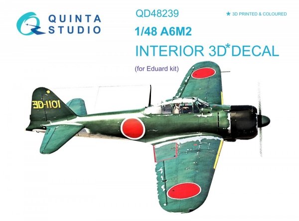 Quinta Studio QD48239 A6M2 Zero 3D-Printed &amp; coloured Interior on decal paper (Eduard) 1/48