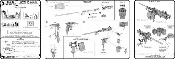 Master GM-35-070 Browning M2HB .50 cal (12,7mm) - z mocowaniem do niszczyciela czołgów M10 (kołyska D70627 z małą skrzynką amunicyjną D68375) 1/35
