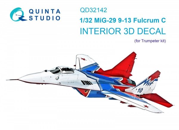 Quinta Studio QD32142 MiG-29 9-13 Fulcrum C 3D-Printed &amp; coloured Interior on decal paper (Trumpeter) 1/32