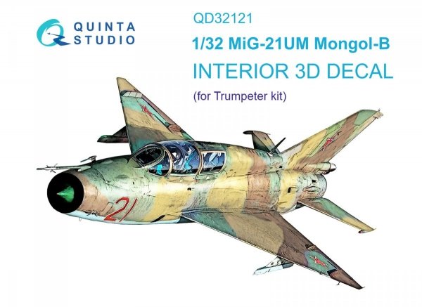Quinta Studio QD32121 MiG-21UM 3D-Printed &amp; coloured Interior on decal paper (Trumpeter) 1/32