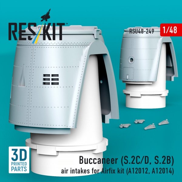 RESKIT RSU48-0249 Buccaneer (S.2C/D, S.2B) air intakes for Airfix kit (A12012, A12014) (3D Printed) (1/48)