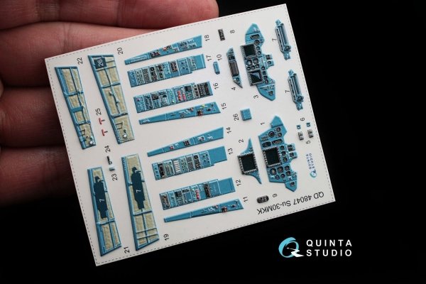 Quinta Studio QD48047 Su-30MKK 3D-Printed &amp; coloured Interior on decal paper (for HobbyBoss kit) 1/48