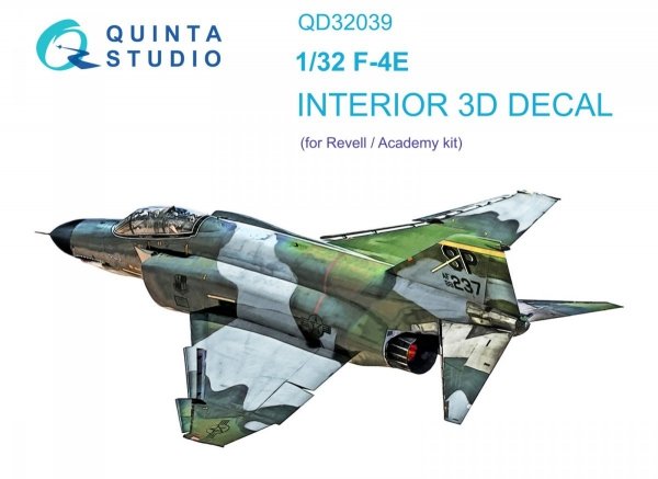 Quinta Studio QD32039 F-4E 3D-Printed &amp; coloured Interior on decal paper (Revell) 1/32