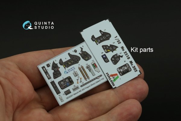 Quinta Studio QD32201 Macchi MC.202 Folgore Early 3D-Printed &amp; coloured Interior on decal paper (Italeri) 1/32