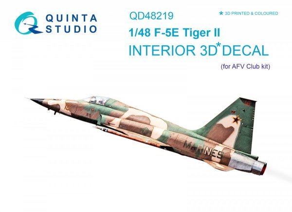 Quinta Studio QD48219 F-5E 3D-Printed &amp; coloured Interior on decal paper (AFV club) 1/48