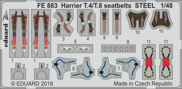 Eduard FE883 Harrier T.4/ T.8 seatbelts STEEL KINETIC MODEL 1/48