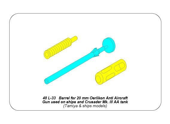 Aber 48L-33 Barrel for 20mm Oerlikon Anti-aircraft Gun (1:48)