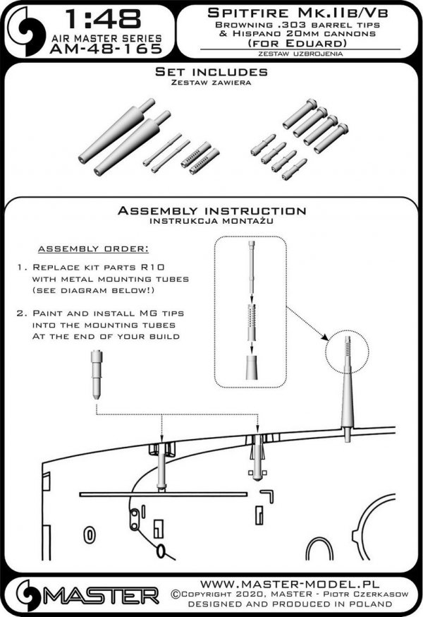 Master AM-48-165 Spitfire Mk. IIb/Vb - lufy działek Hispano 20mm w osłonach (do modelu Eduarda) 1/48