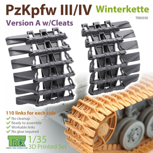 T-Rex Studio TR85030 PzKpfw III/IV Winterkette Version A w/Cleats 1/35