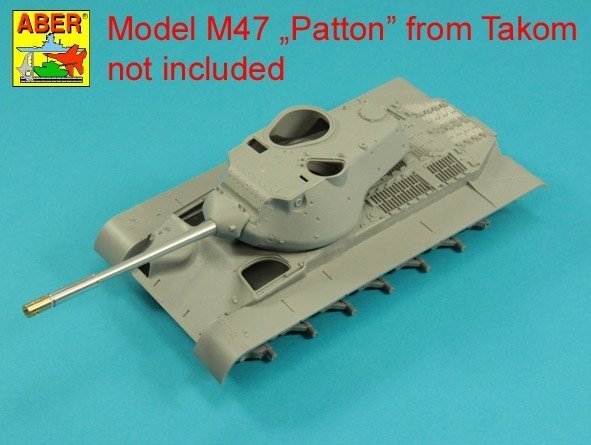 Aber 35L-284 90mm M-36 z cylindrycznym hamulcem do amerykańskiego czołgu M47 Patton bez pokrowca na jarzmo Takom/Italeri  1/35