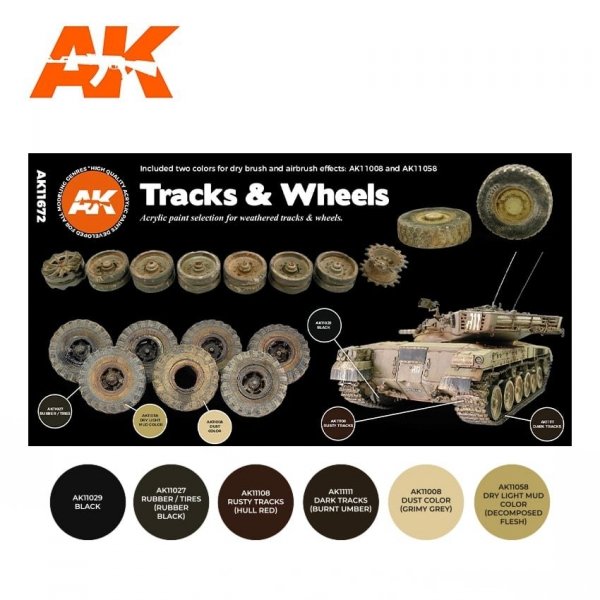 AK Interactive AK11672 TRACKS &amp; WHEELS  6x17 ml