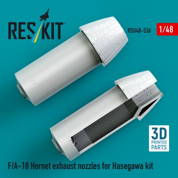 RESKIT RSU48-0536 F/A-18 Hornet exhaust nozzles for Hasegawa kit (3D Printed) (1/48)