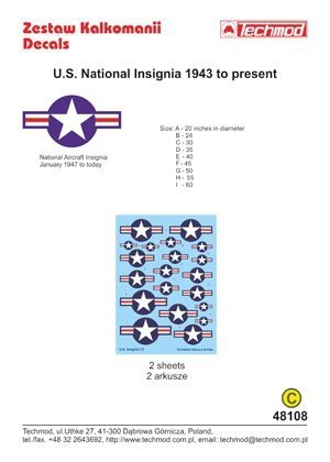 Techmod 48108 - US National Insignia 1947 to Present (1:48)