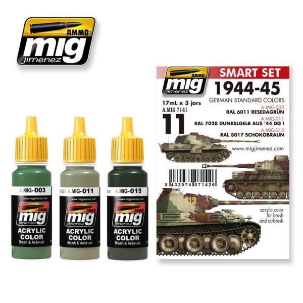 AMMO of Mig Jiminez 7141 1944-1945 GERMAN STANDARD COLORS (3x17ml)