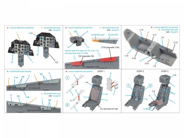 Quinta Studio QD+48602 L-39C 3D-Printed &amp; coloured Interior on decal paper ( Trumpeter )( with 3D-printed resin parts ) 1/48