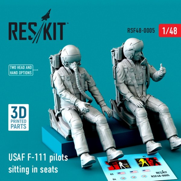 RESKIT RSF48-0005 USAF F-111 PILOTS SITTING IN SEATS (2 PCS) (3D PRINTED) 1/48