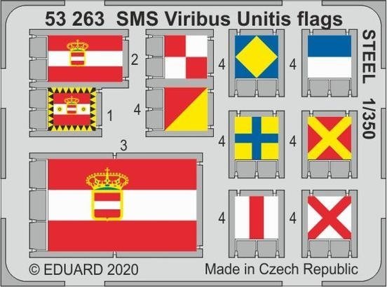 Eduard 53263 SMS Viribus Unitis flags STEEL TRUMPETER 1/350