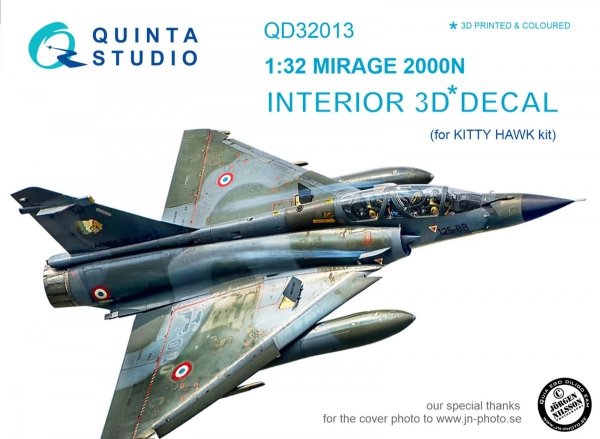 Quinta Studio QD32013 Mirage 2000N 3D-Printed &amp; coloured Interior on decal paper (for Kitty Hawk kit) 1/32