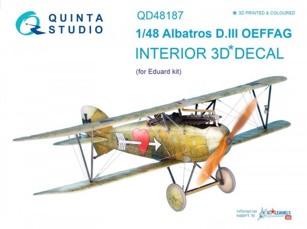 Quinta Studio QD48187 Albatros D.III OEFFAG 3D-Printed &amp; coloured Interior on decal paper (for Eduard kit) 1/48