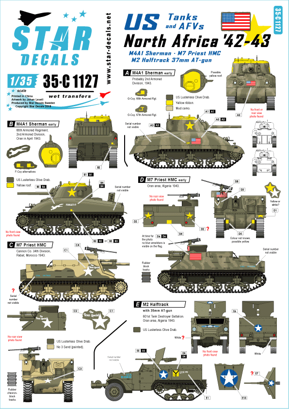 Star Decals 35-C1127 US tanks &amp; AFVs in North Africa 1942-43 1/35