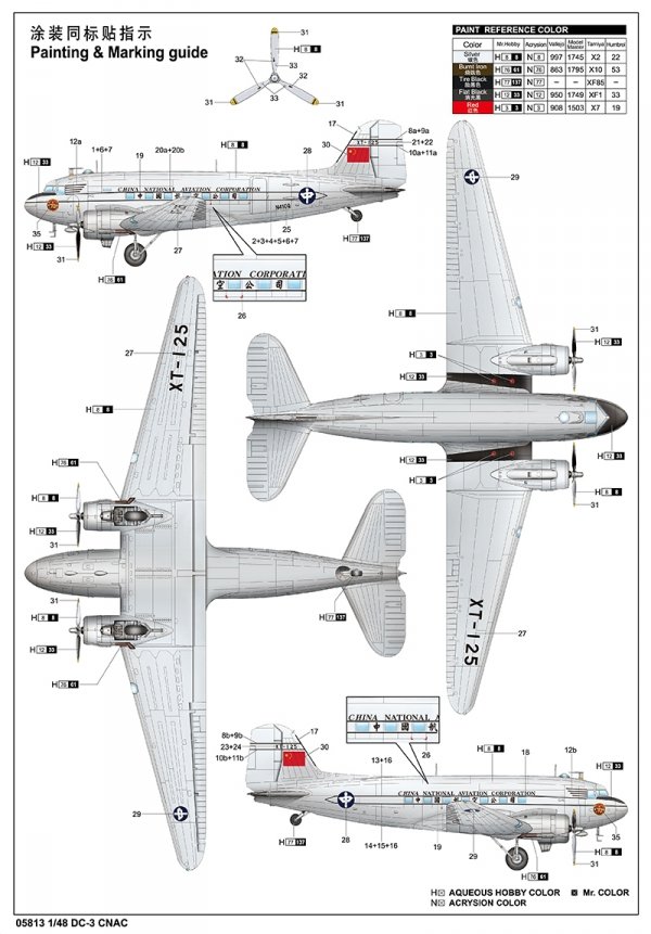 Trumpeter 05813 DC-3 CNAC 1/48