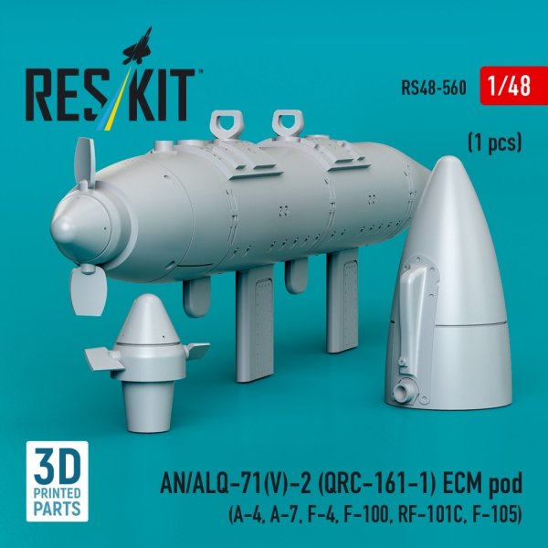RESKIT RS48-0560 AN/ALQ-71(V)-2 (QRC-161-1) ECM pod (1pcs) (3D Printed) 1/48