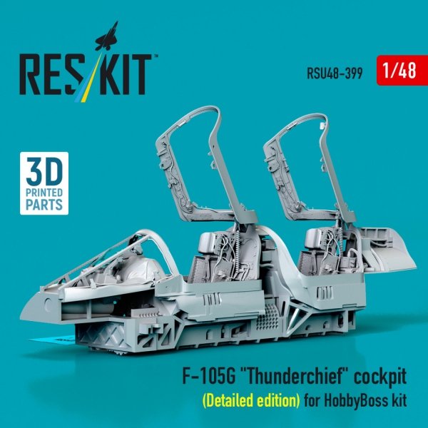 RESKIT RSU48-0399 F-105G "Thunderchief" cockpit (Detailed edition) for HobbyBoss kit (3D Printed) (1/48)